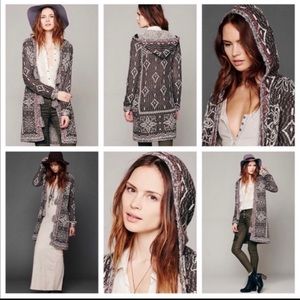 Free People Brown Kai Pom Pom Cardigan XS/S